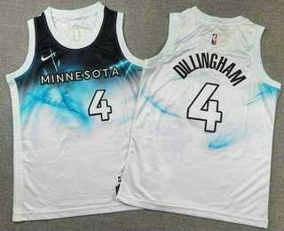 Men%27s Minnesota Timberwolves #4 Rob Dillingham White 2024 City Edition Swingman Stitched Jersey